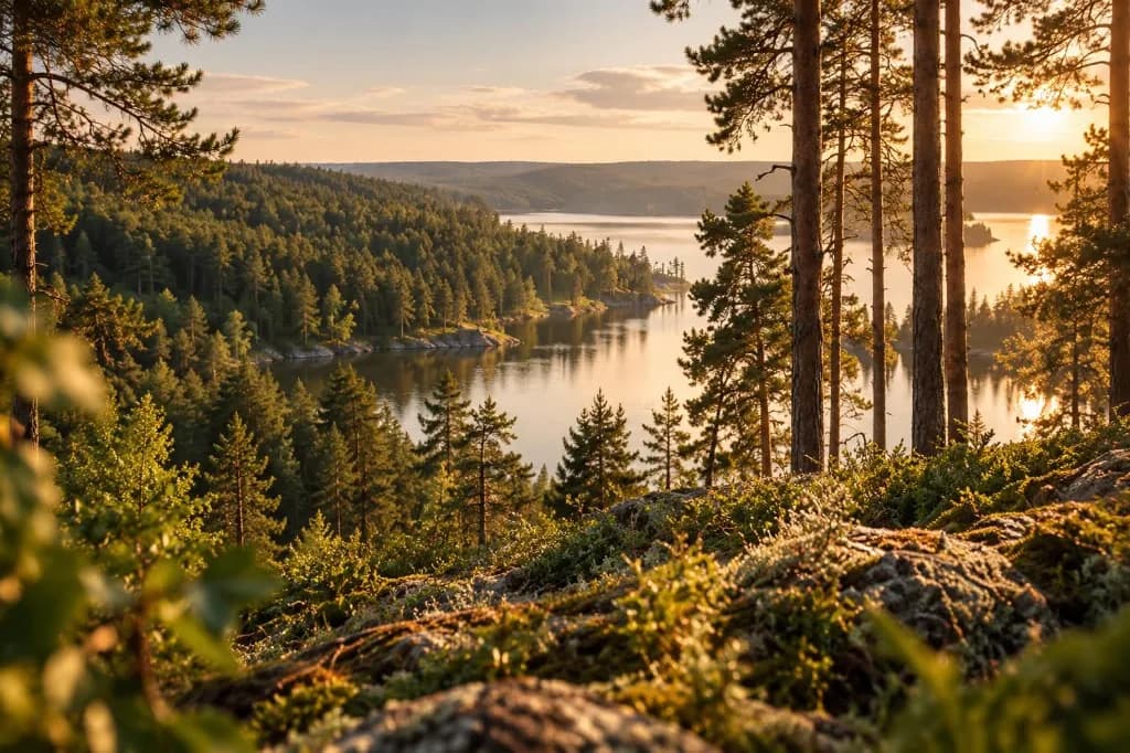 Metsajärv päikeseloojangul